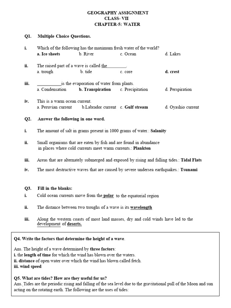 Chapter5Water Answer Key PDF