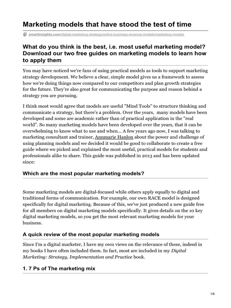 Marketing Models That Have Stood The Test of Time | PDF | Marketing | Brand