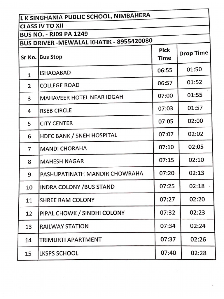 729b Bus Route Timings