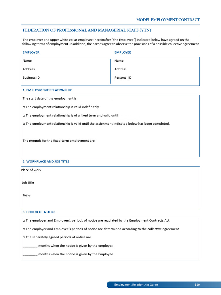 Model-Employmentcontract Web Inenglish | PDF | Employment | Working Time