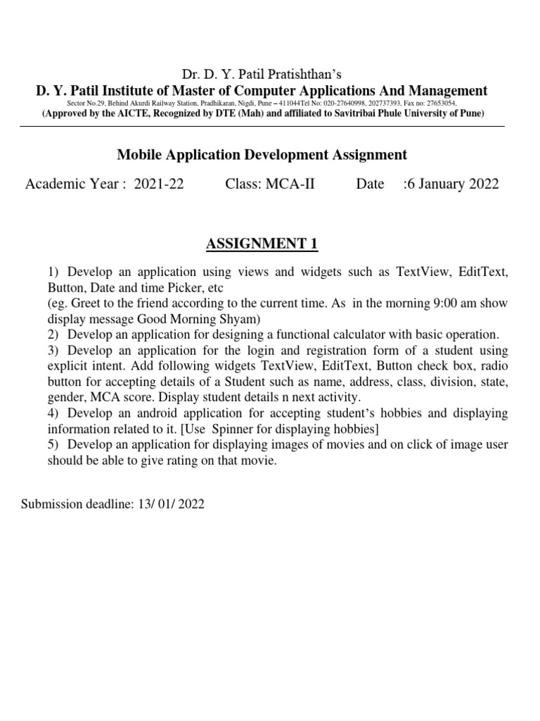 MobileAppDevelopment Practical+Assignment+List+1 | PDF