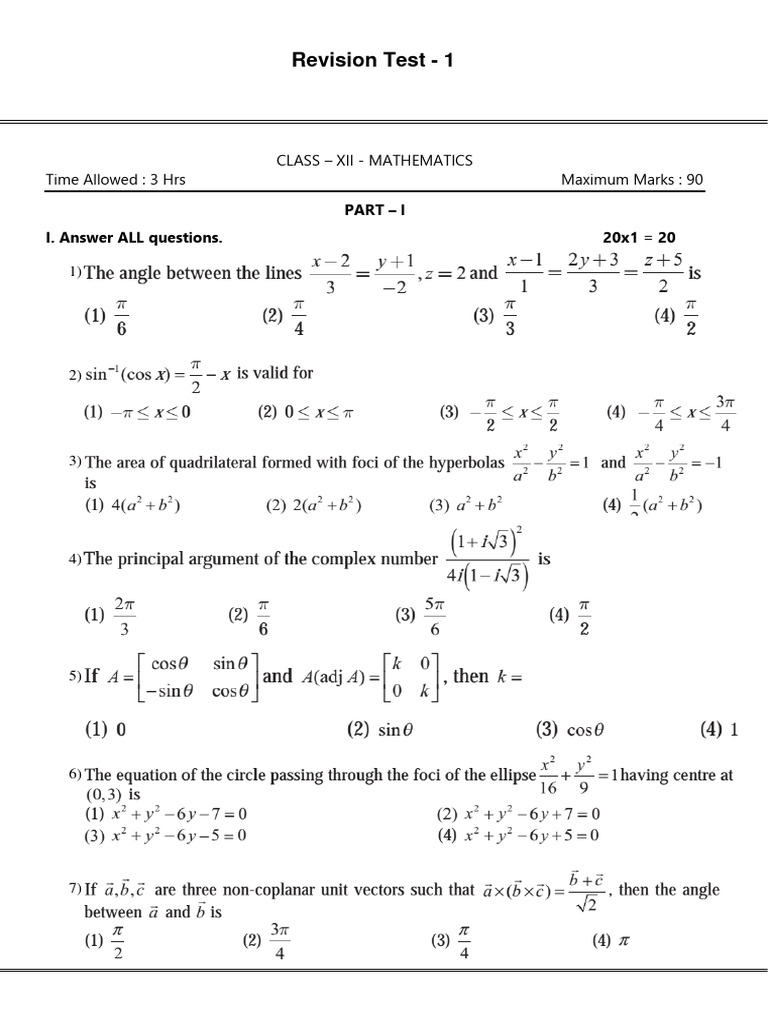 12th Maths Model Question Paper English Medium Pdf Download 1 Pdf