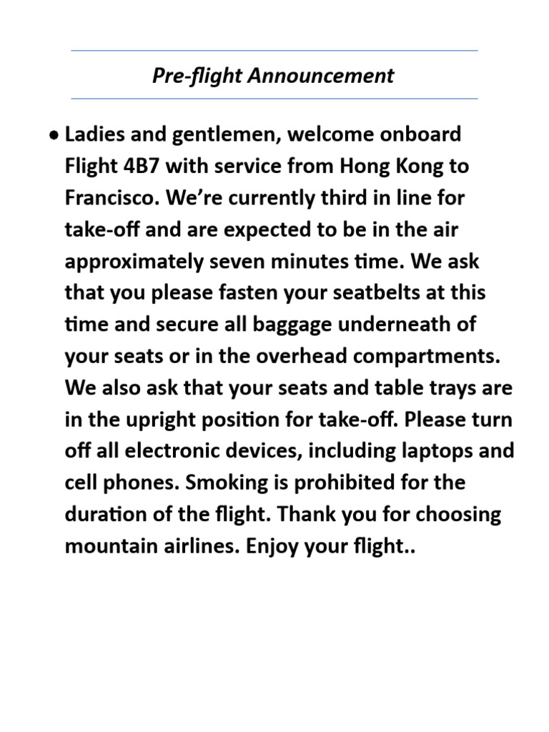 Airport Boarding Announcement Script – NIPOM