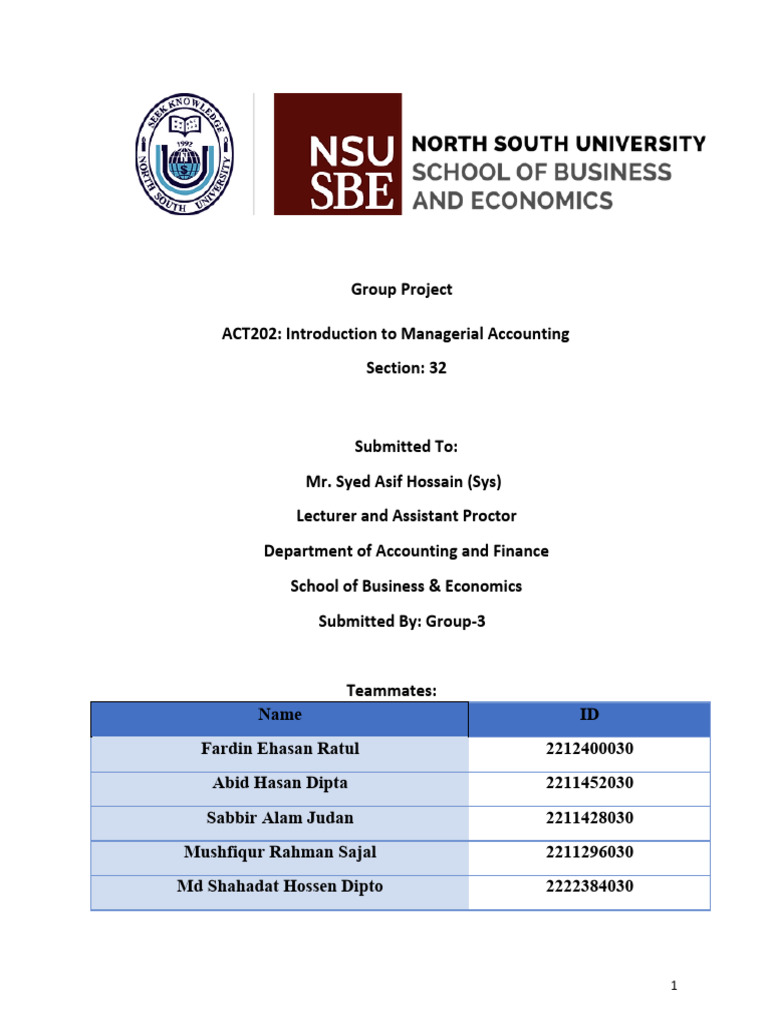 ACT202 Group03 Project Final | PDF | Labour Economics | Inventory