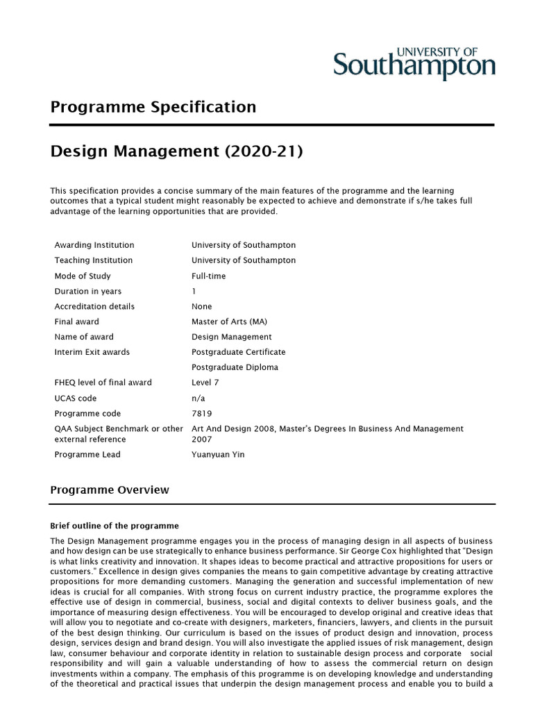2021 Ma Design Management 7819 | PDF