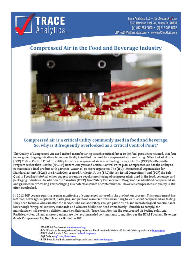 Compressed Air Quality in Food Industry | PDF | Hazard Analysis And ...