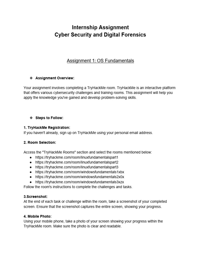 TryHackMe Cybersecurity Internship Task | PDF