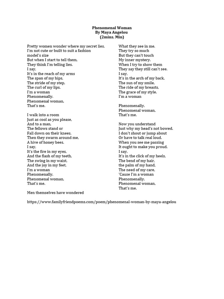 Phenomenal Woman | PDF