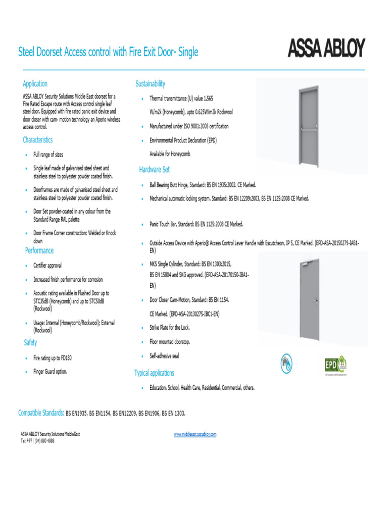 01-Datasheet Steel Doorset Access Control With Fire Exit Door-Single ...