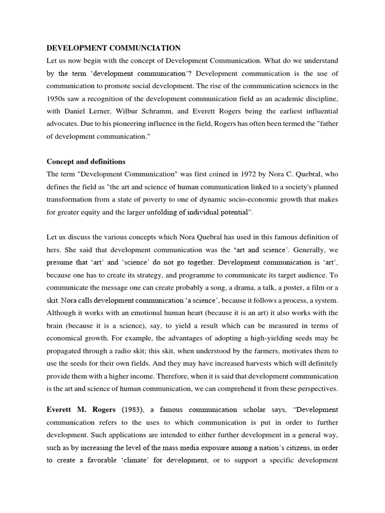 Dev Comm History, Concept, Role and Philosophy | PDF | Communication ...