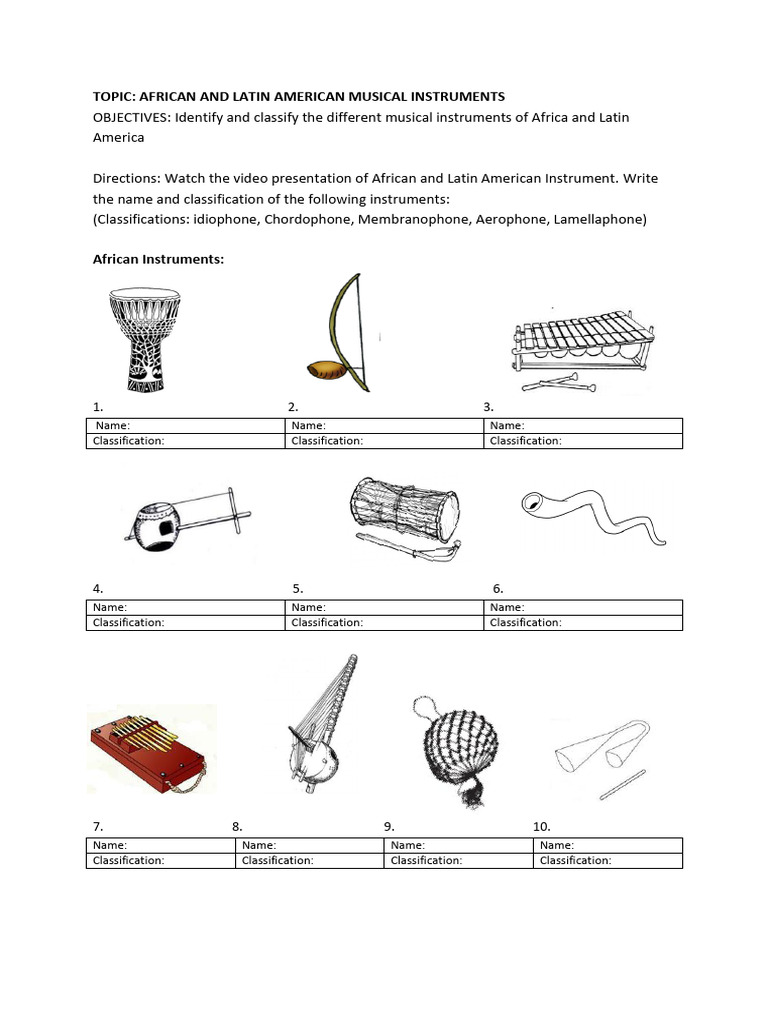 African & Latin American Instruments Guide | PDF | Foreign Language Studies