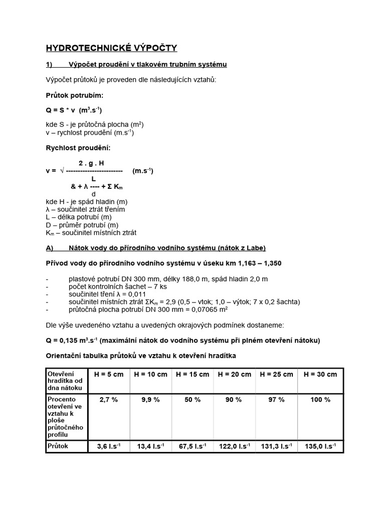 Hydrostatic Vypocty PDF