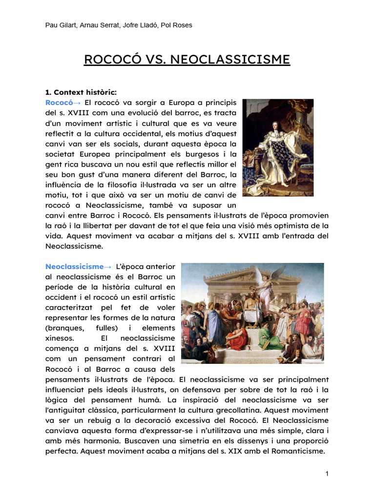 Rococo Vs Neoclassicisme PDF