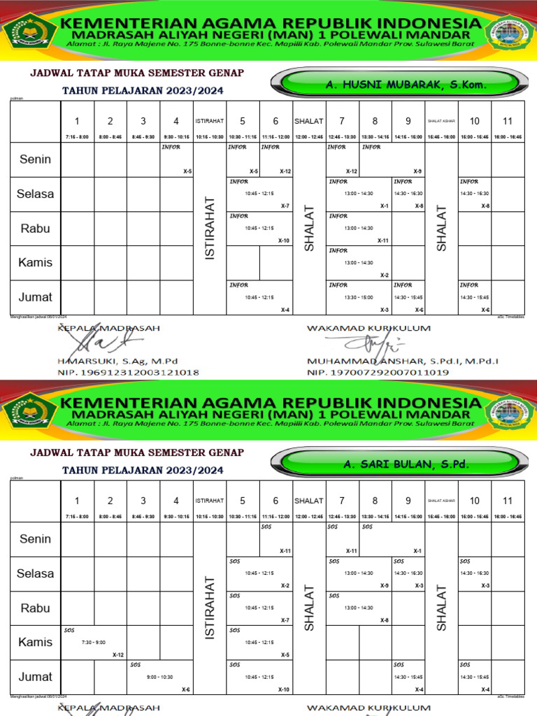 2.0 Jadwal TM Guru Normal Genap 2324 | PDF