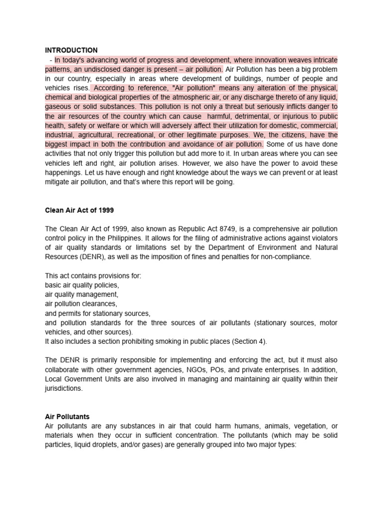 Combating Air Pollution: Strategies & Laws | PDF