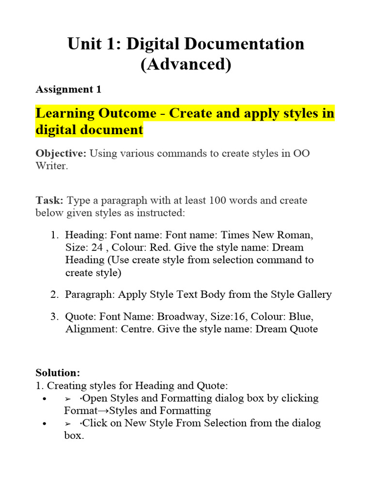 Digital Document and Spreadsheet Skills | PDF