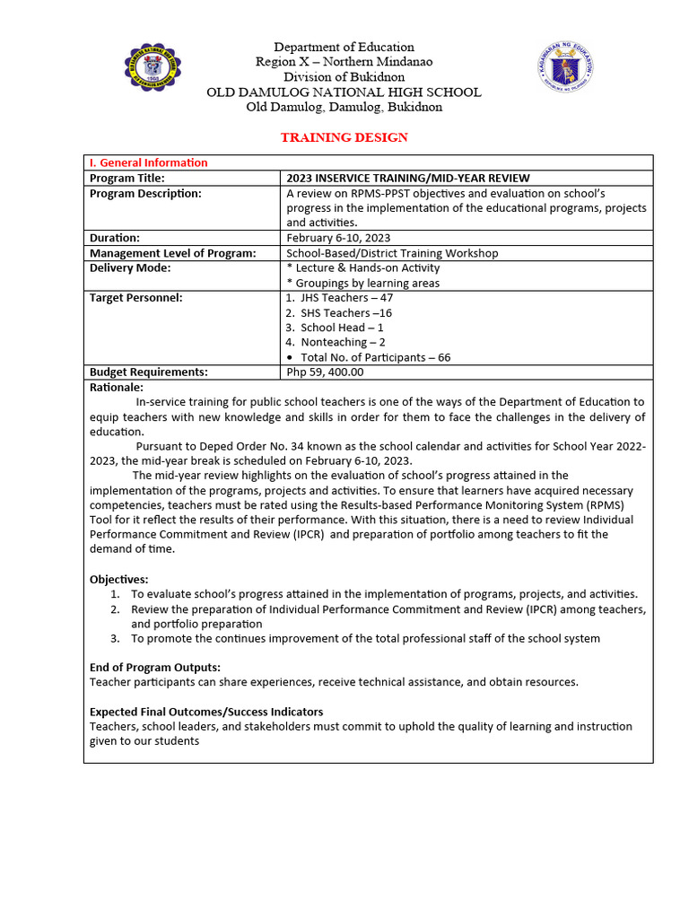 2023 In-Service Training Overview | PDF