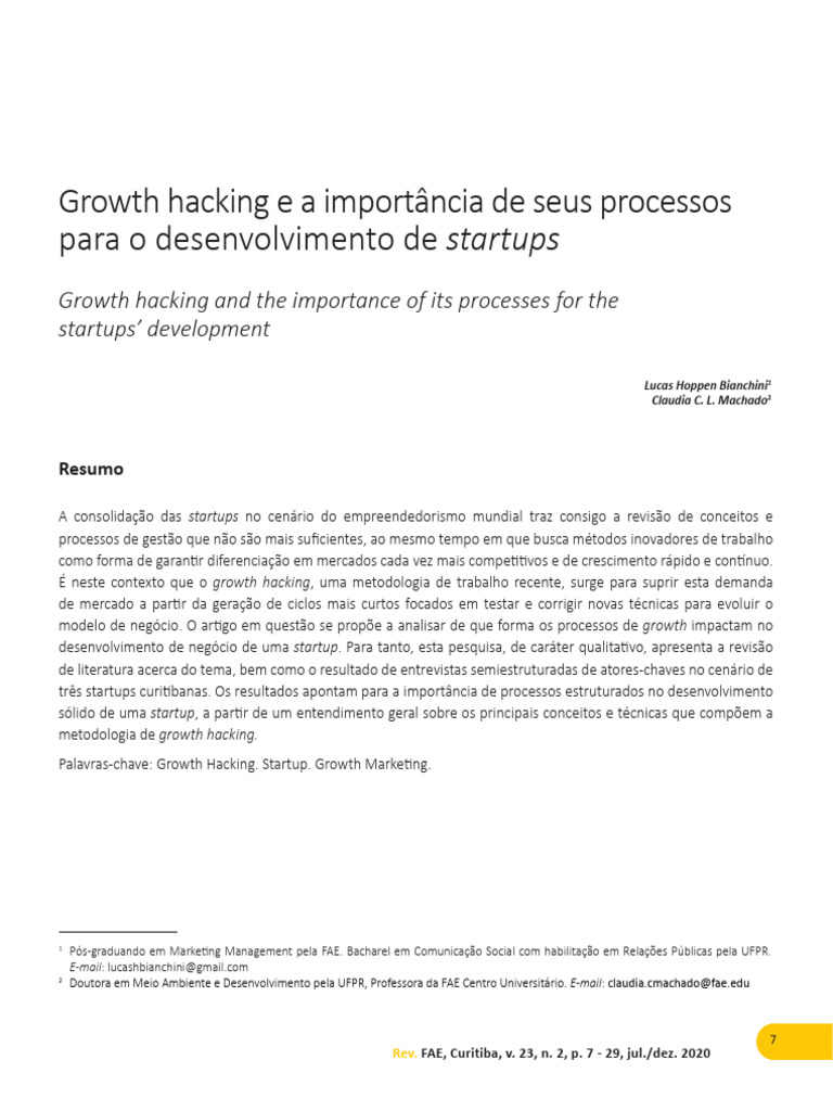 Impacto do Growth Hacking em Startups | PDF | Negócios | Finanças e ...