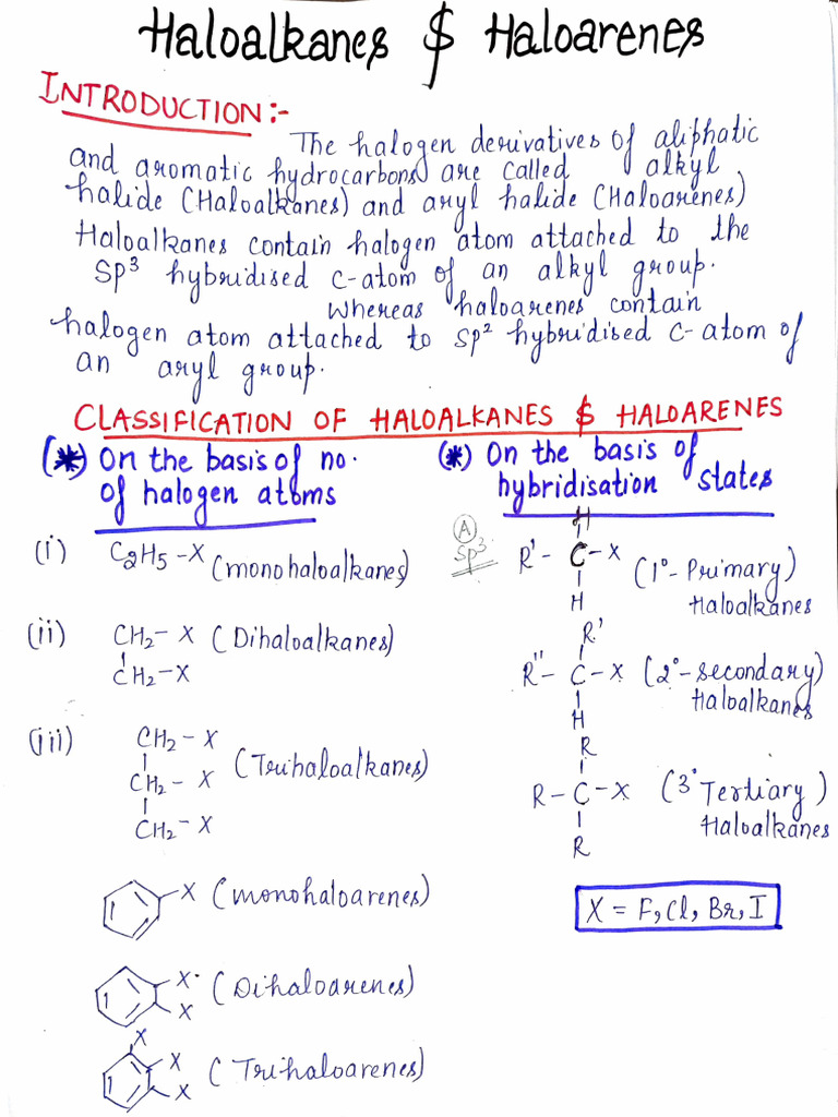 Haloalkanes and Haloarenes Overview | PDF | Chemical Bond | Alkene