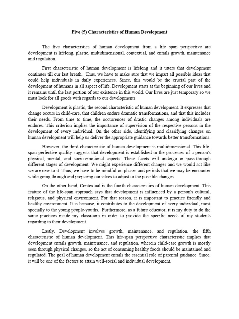 Five (5) Characteristics of Human Development | PDF