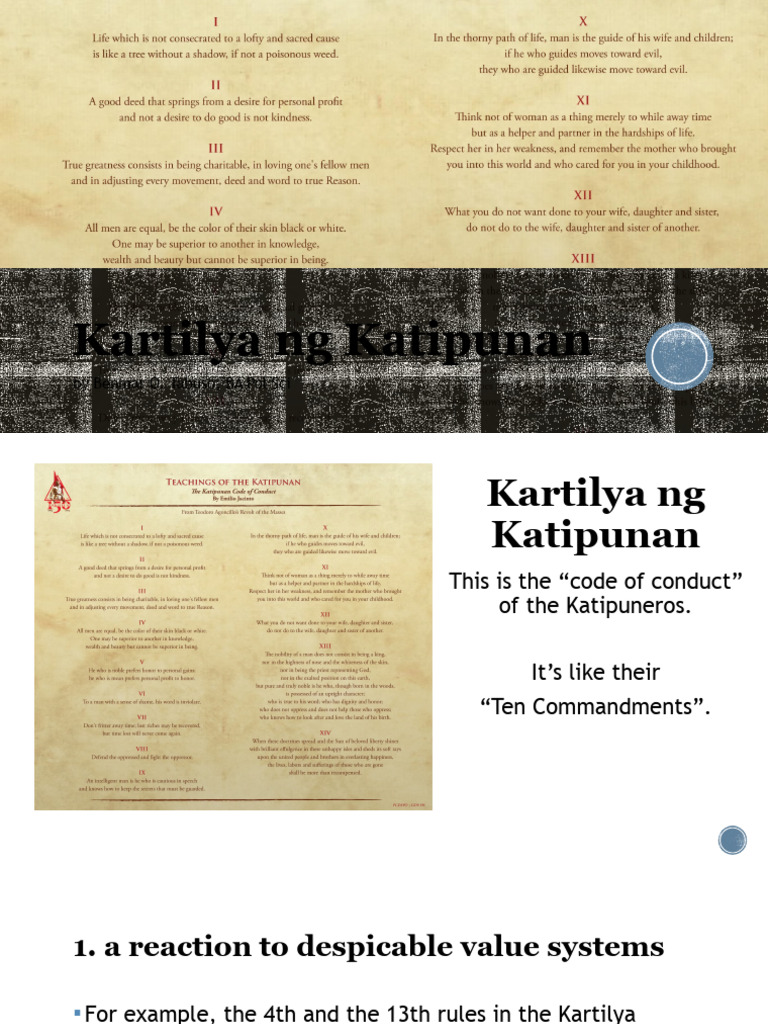 Presentation Key Points of The Kartilya NG Katipunan PDF