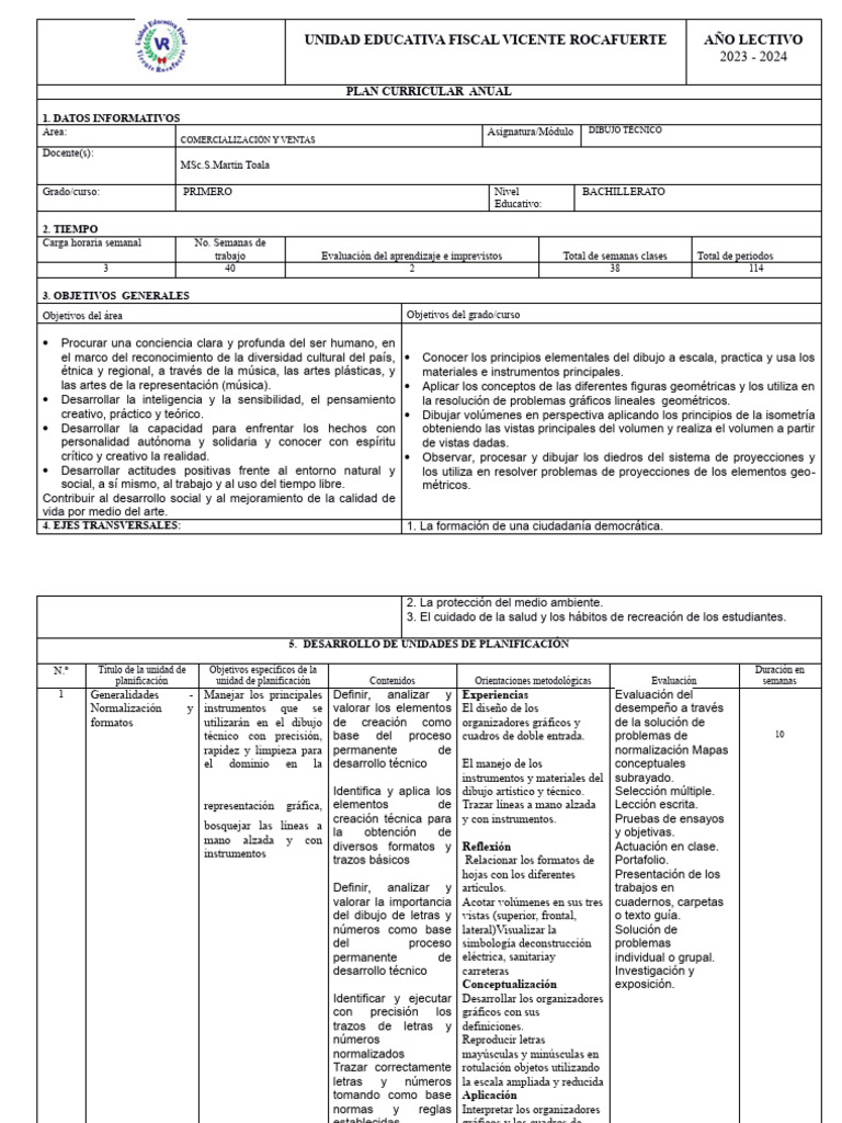 PCA - Planificación Curricular Anual 2022 | Descargar gratis PDF ...
