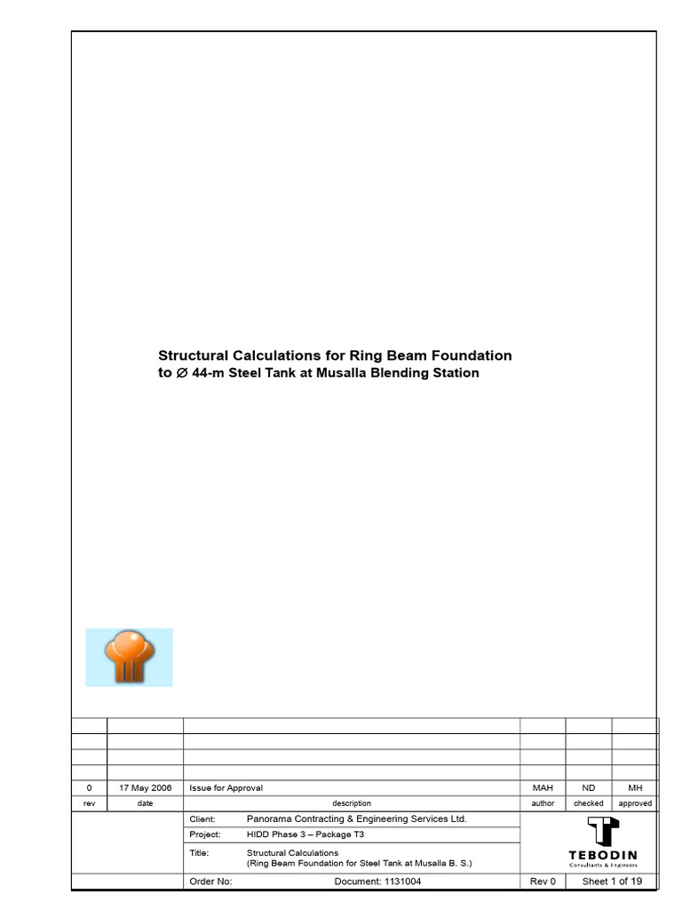 Ring Beam Design for Steel Tank Foundation | PDF | Beam (Structure ...