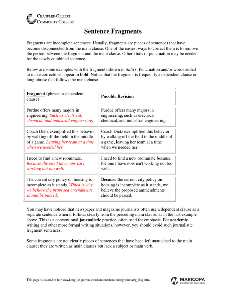 Sentence Fragments 3 | PDF