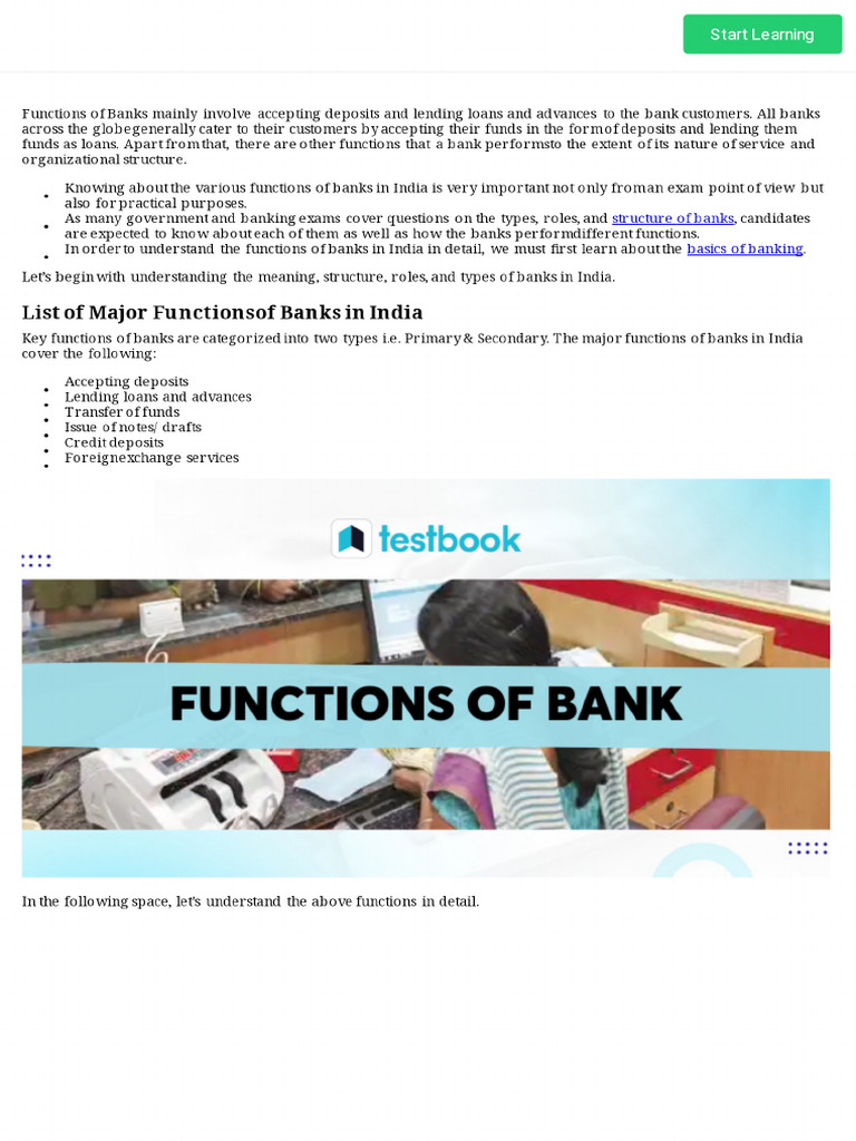 Functions of Banks Notes On Meaning, Structure, & Types of Banks! PDF