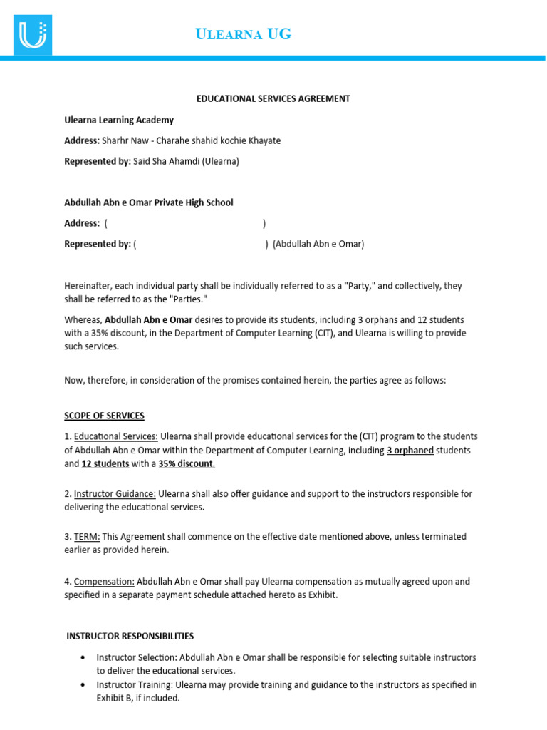 Ulearna Tech Training Laptop Agreement PDF