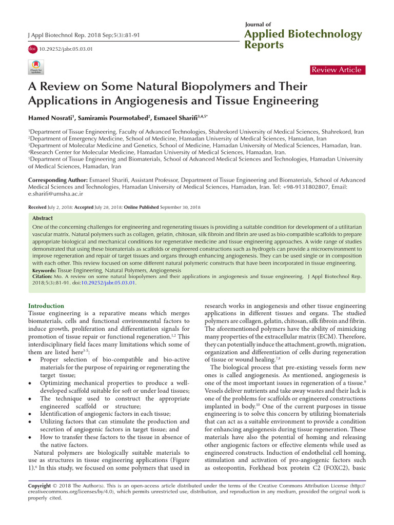 A Review On Some Natural Biopolymers and | PDF