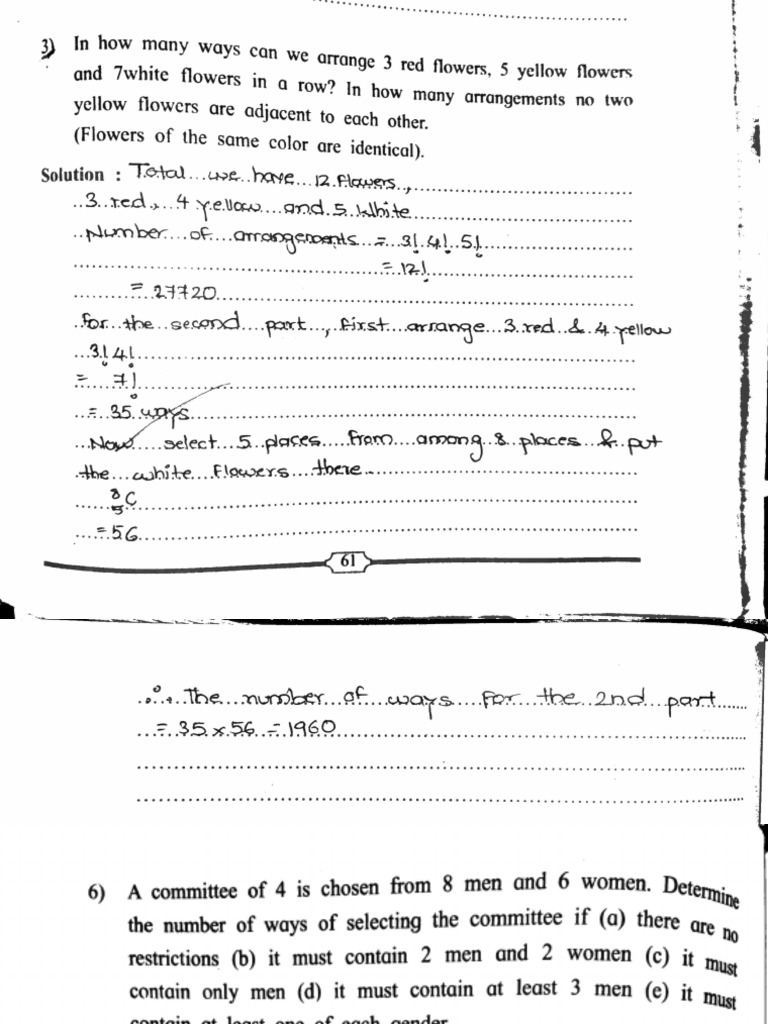 Ch 12 permutations and combinations maths practical book pdf