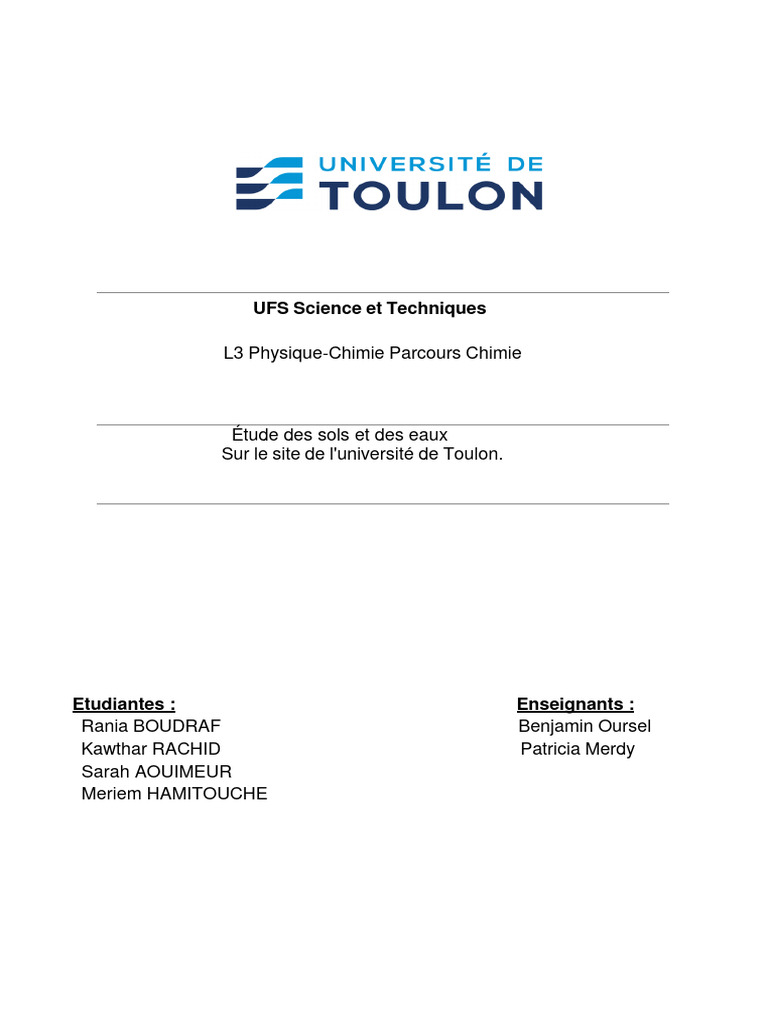 Analyse de la qualité des sols et eaux | PDF | Sol (pédologie) | Ph