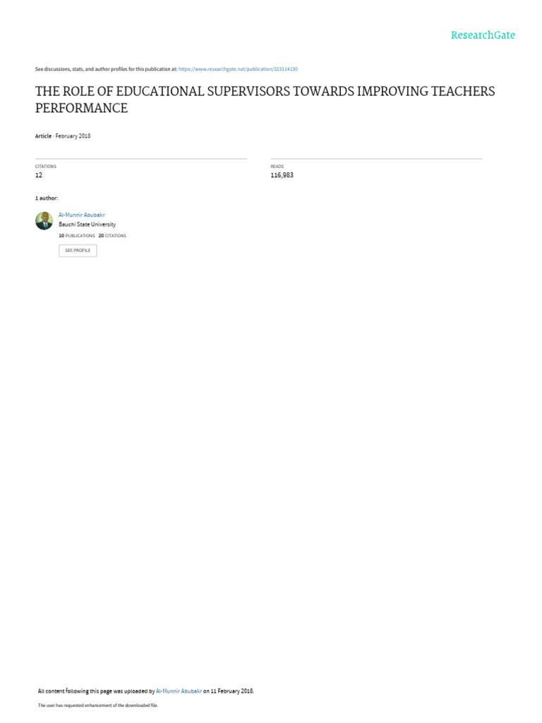 Role of Supervisors in Teacher Performance | PDF | Career & Growth ...