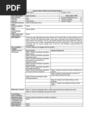 Musician Booking System UC Narratives