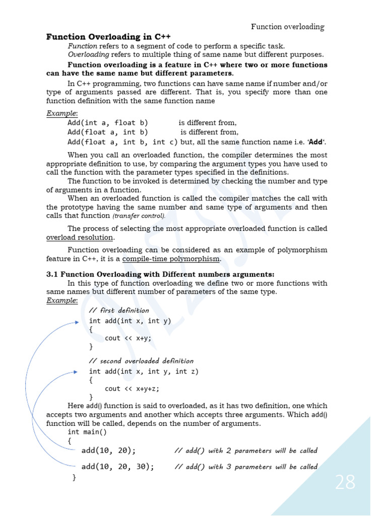 Function Overloading Function Overloading in C++: Add (Int A, Float B ...