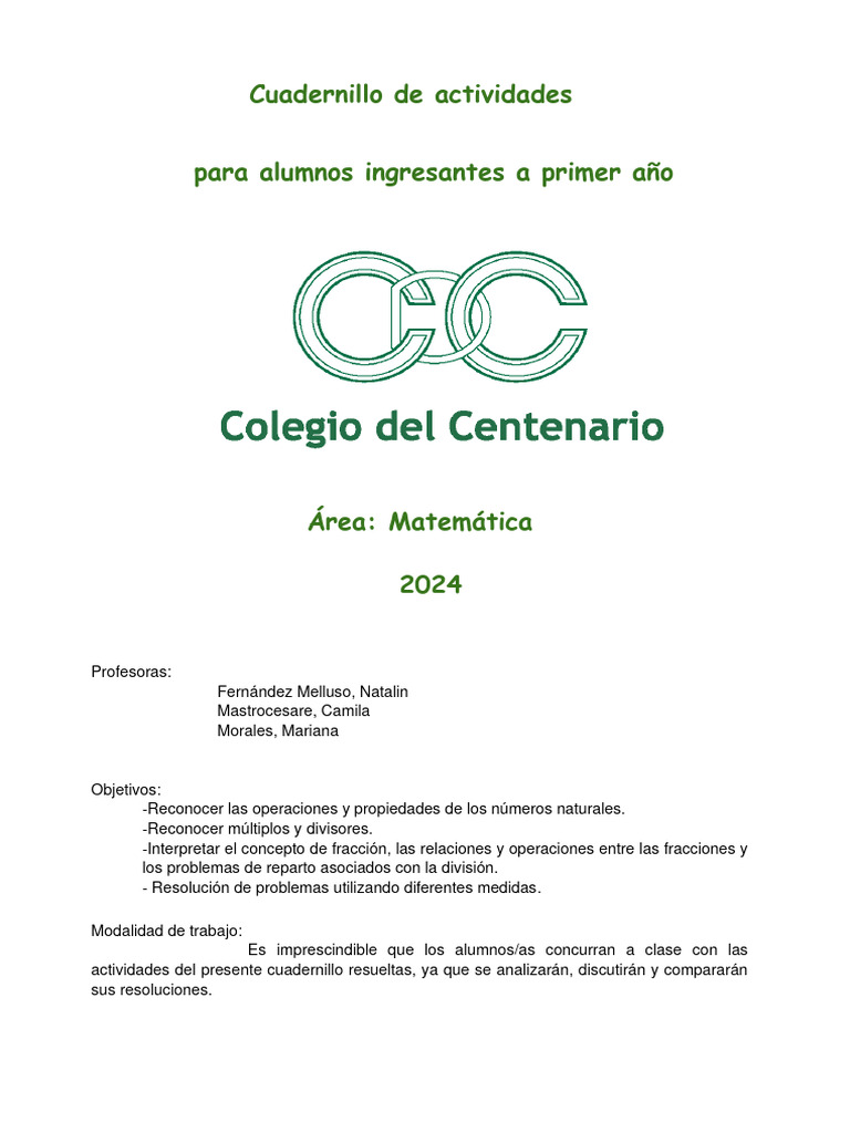 MATEMÁTICA CDC Cuadernillo Ingresantes 2024 (1) PDF