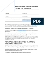 Advantages and Disadvantages of Artificial Intelligence in Education