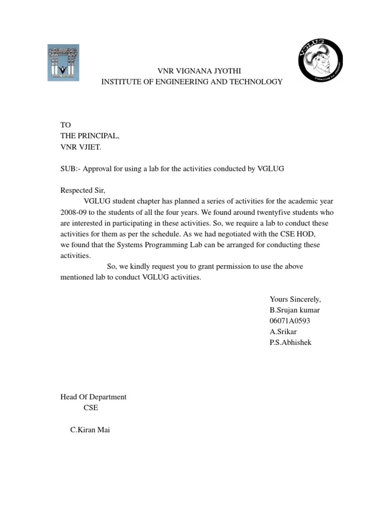 Request for Lab Use for VGLUG Activities | PDF