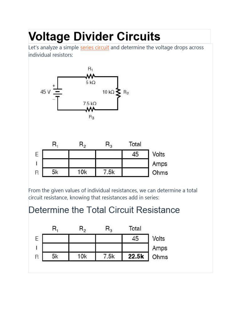 Voltage divider & current divider | PDF