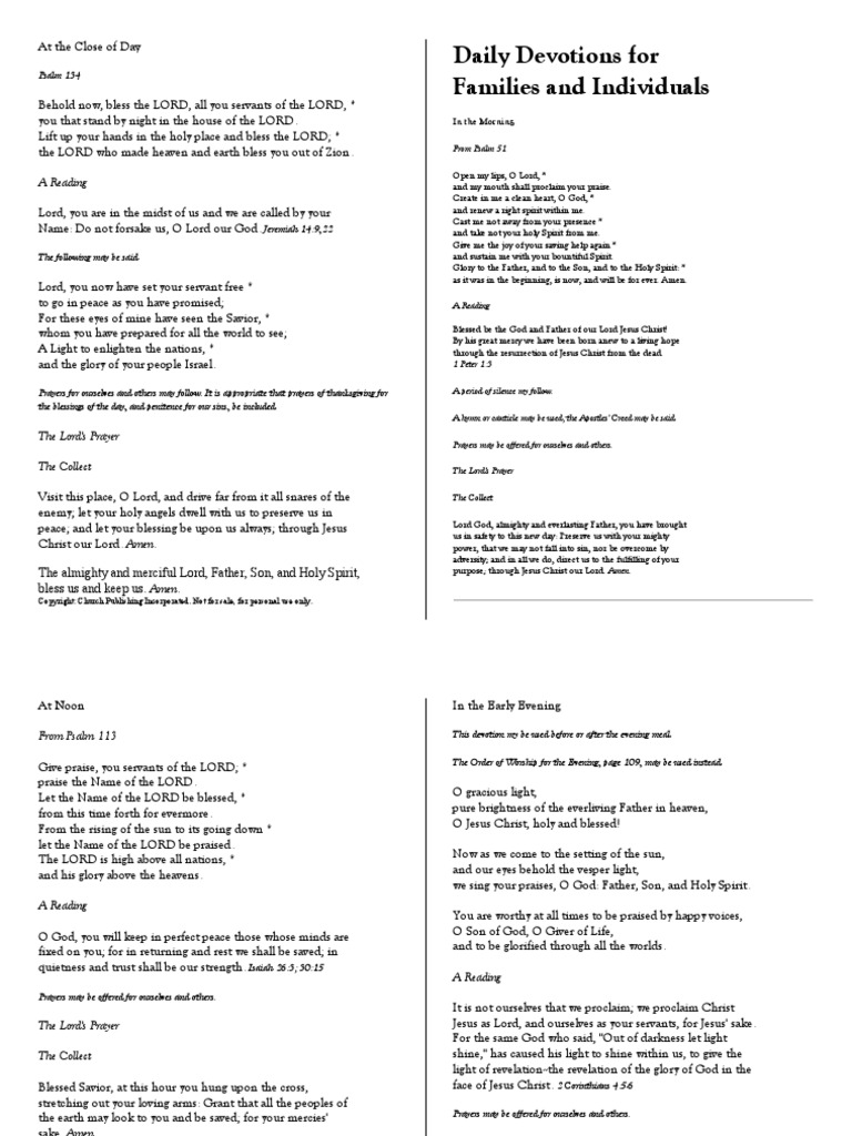 Morning, Noon and Night Prayers | PDF | Lord's Prayer | Jesus