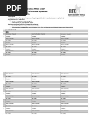 PHYSICAL PLANNING PROGRESS TRACK SHEET RUSHAGA WARD