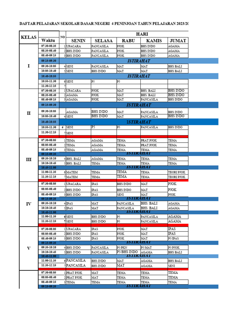 JADWAL PEMBELAJARAN | PDF