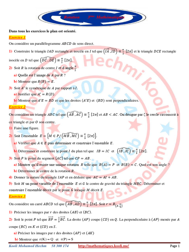 Exercices de rotation en maths 3ème | PDF | Triangle | Polytope