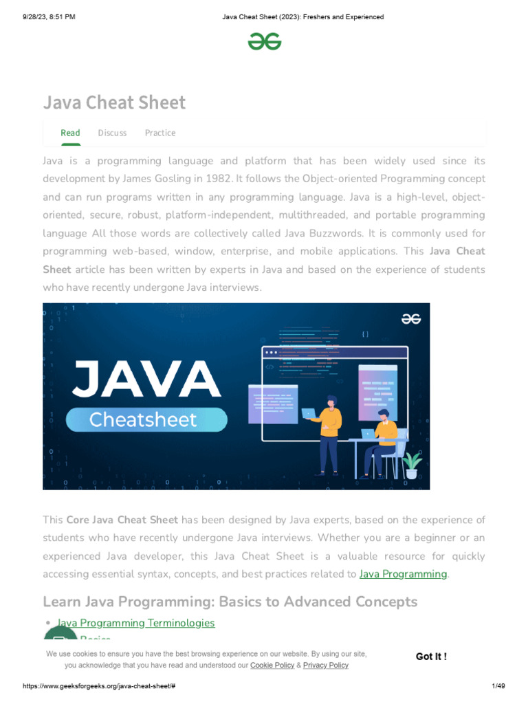 Java Cheat Sheet (2023) - Freshers and Experienced | PDF