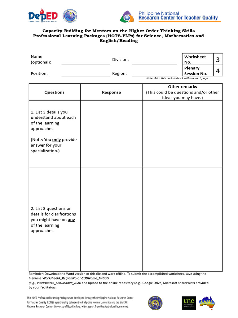 Worksheet 3 | PDF