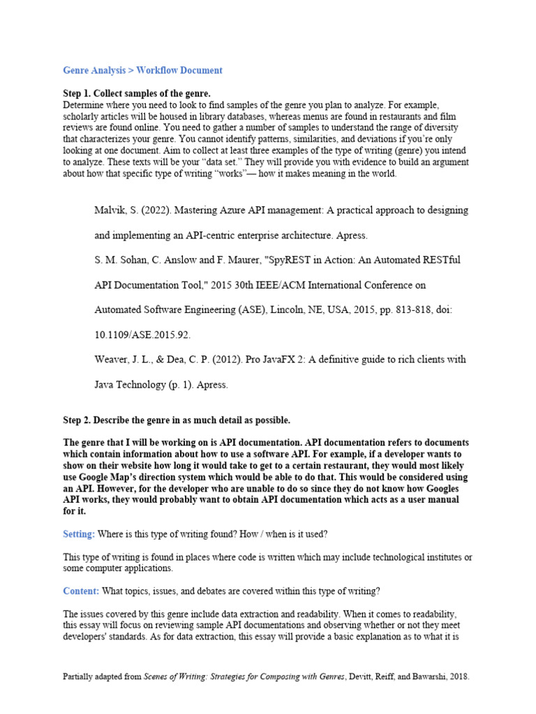API Documentation Genre Analysis Guide | PDF | Genre | Software
