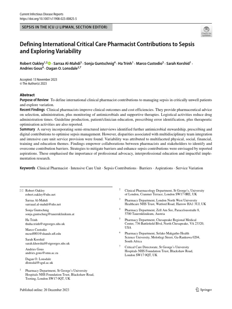 ICU Pharmacist Contributions | PDF