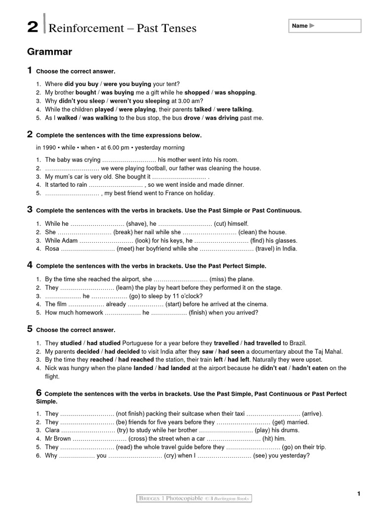Reinforce 2 Pasttenses PDF
