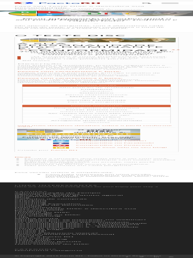 Faça Seu Teste Disc E Descubra Sua Personalidade Pacto Rh Pdf